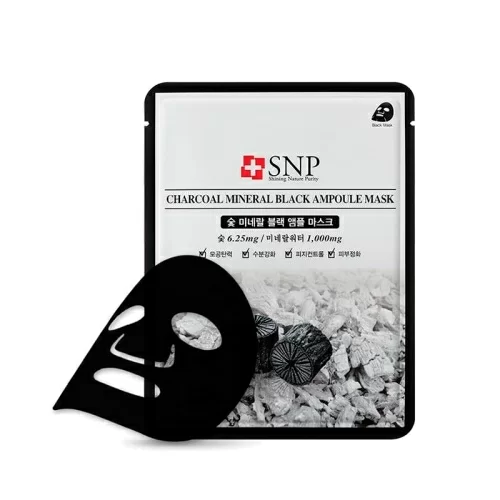 Маска тканевая для лица SNP с экстрактом чёрного угля 25мл в магазине milli.com.ru