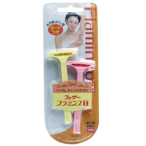 Бритвенный станок для тела Feather Flamingo T с одним лезвием с защитой от порезов 2шт в магазине milli.com.ru