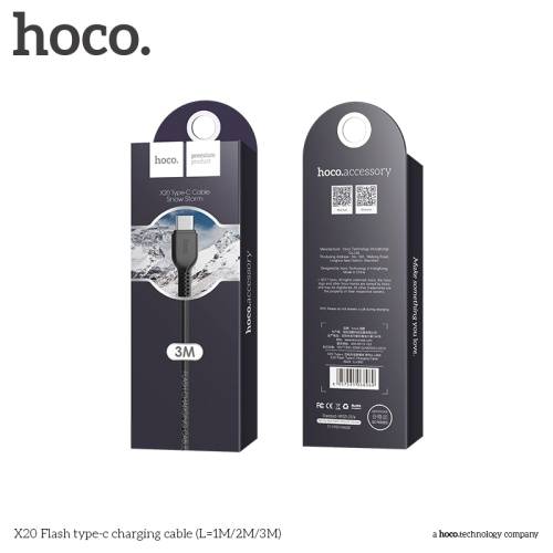 Кабель Type-C Hoco X20 3m черный в магазине milli.com.ru