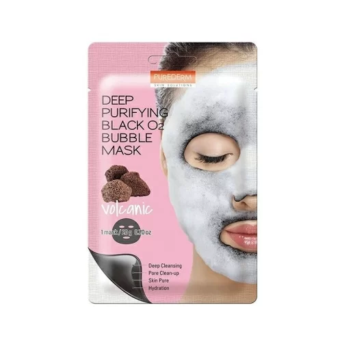Кислородная маска для лица Purederm Deep Purifying Black O2 Bubble Volcanic 20г в магазине milli.com.ru