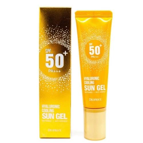 Солнцезащитный гель Deoproce Hyaluronic Cooling Sun Gel SPF50+ PA+++ 50г в магазине milli.com.ru