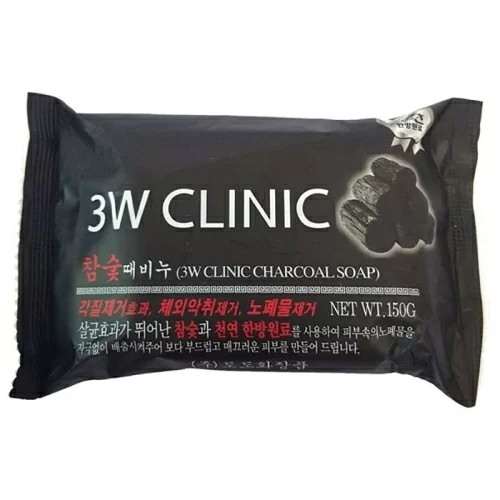Мыло кусковое 3W Clinic Уголь Charcoal Beauty Soap 120г в магазине milli.com.ru