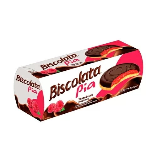 Печенье Biscolata Pia Kek с малиновой начинкой 100г в магазине milli.com.ru