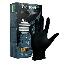 Перчатки Benovy нитриловые S черные 50 пар 
