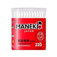 Палочки ватные гигиенические Maneki Red в пластиковом стакане 220шт 