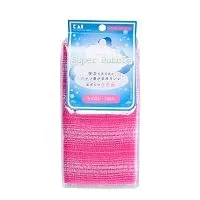 Мочалка для тела Kai с объемным плетением средней жесткости нежно-розовая 30*100см 
