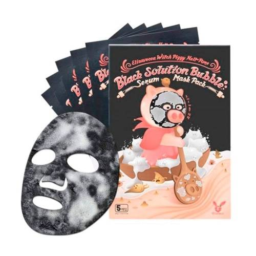 Тканевая маска для лица Elizavecca Witch Piggy Hell-Pore Black Solution Bubble Serum в магазине milli.com.ru