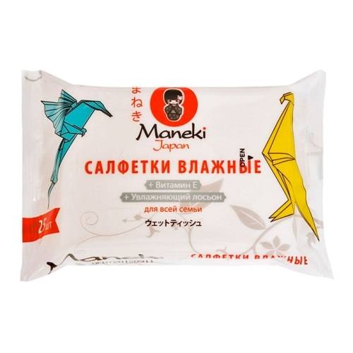 Салфетки влажные Maneki Kaiteki с витамином E в магазине milli.com.ru