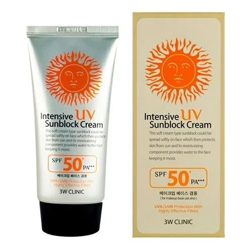 Солнцезащитный крем 3W Clinic Intensive UV Sun Block SPF50+ PA+++ 70мл в магазине milli.com.ru