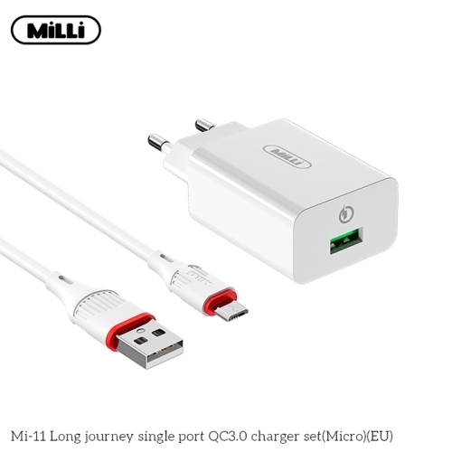 Сетевое зарядное устройство Milli Mi-11 QC3.0 + кабель MicroUSB в магазине milli.com.ru фото 3
