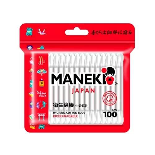 Палочки ватные гигиенические Maneki Red в Zip-пакете 100шт в магазине milli.com.ru