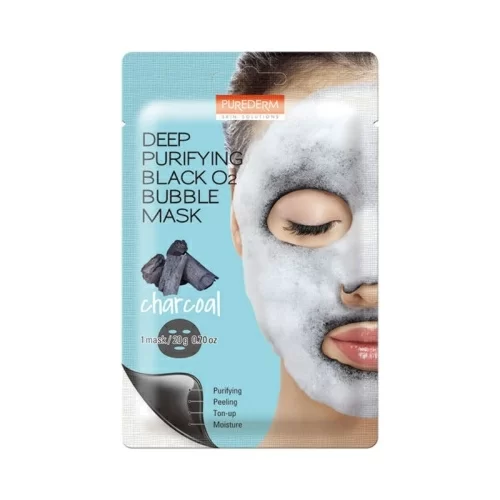 Кислородная маска для лица Purederm Deep Purifying Black O2 Bubble Charcoal 20г в магазине milli.com.ru